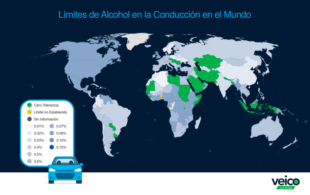 Límites de alcohol en la conducción en el mundo